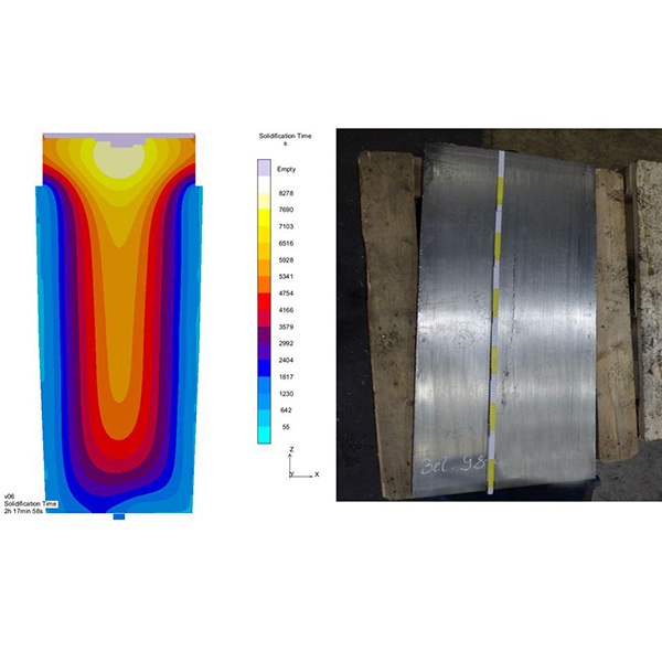 Figure 1: Progress of the solidification front and formation of centerline porosity for a stainless steel grade 